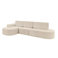 ECKSOFA mit Schlaffunktion Ottomane Links MARI L2-S 368X167X85 Beige Cord - Schwarz/Cappuccino, Holzwerkstoff/Kunststoff (368/167cm) - ALTDECOR