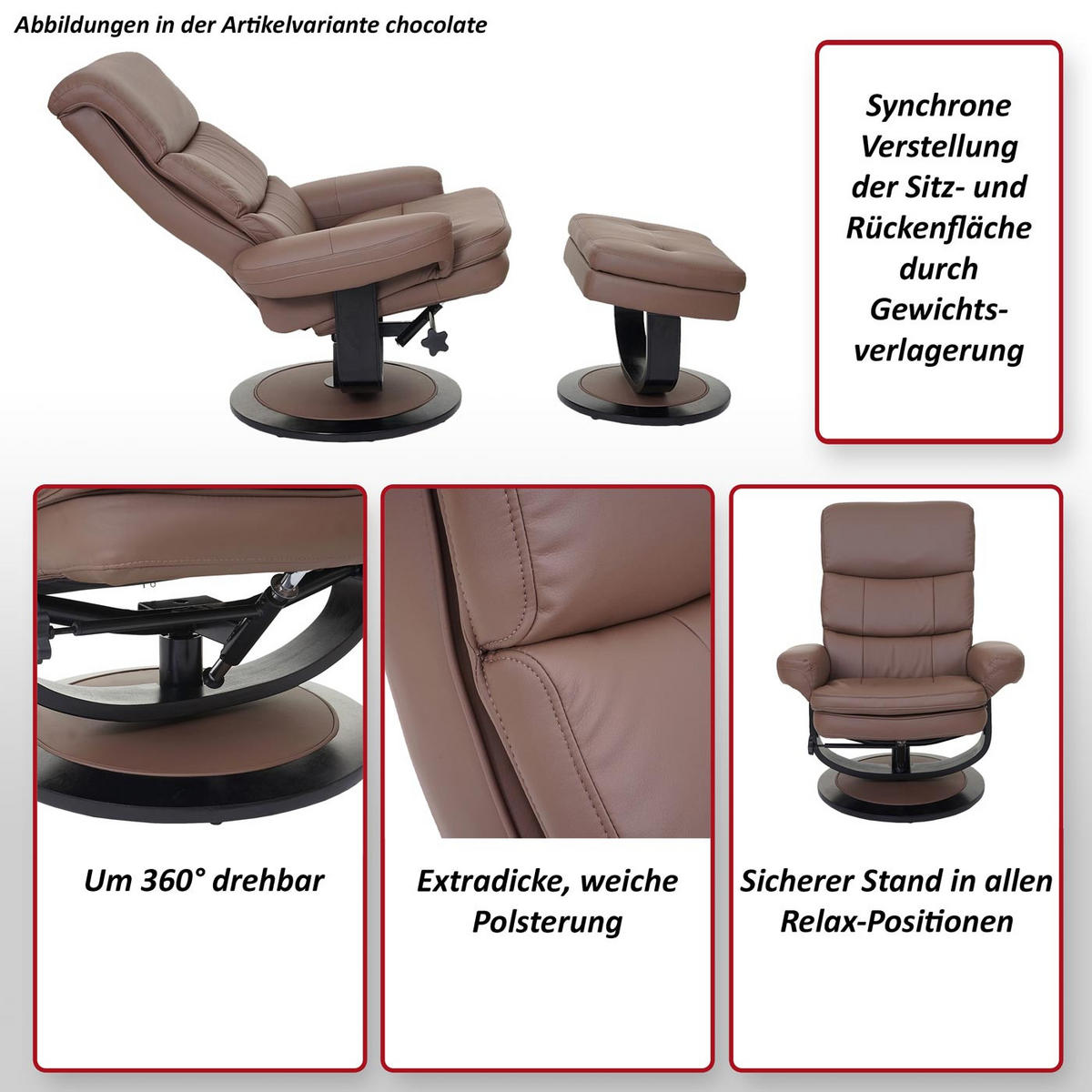 RELAXSESSEL Rot - Rot, Textil (84/107/120cm) - MCW