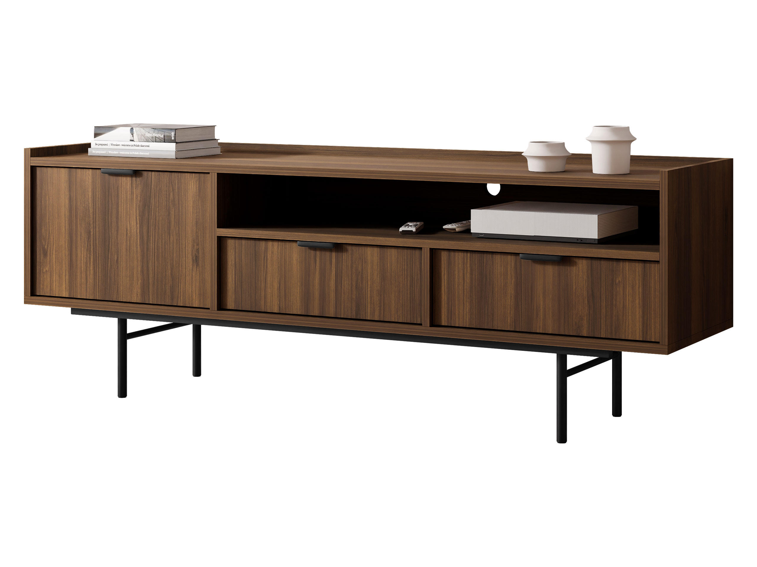 Mirjan24 Tv-Lowboard Nussbaum 150x55x40 cm