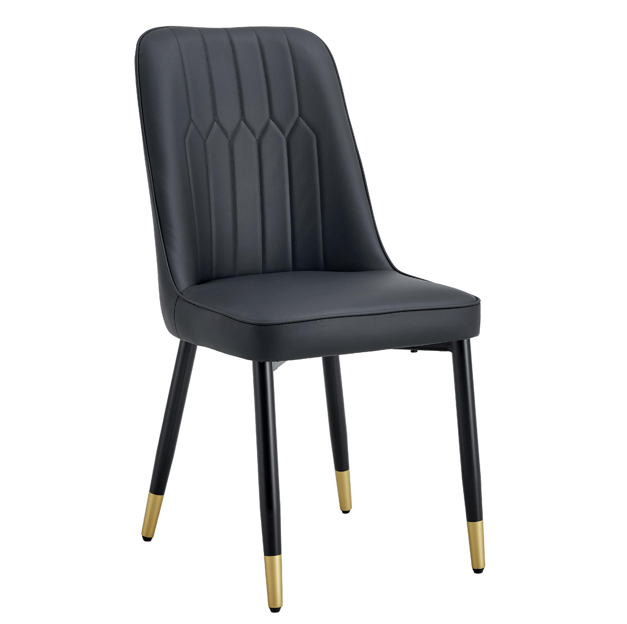 STUHL mit PU-Bezug 43 x 41,5 cm Schwarz 2er-Set - Schwarz, Metall (41.5/89/43cm) - Meubliv
