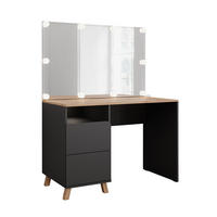 SCHMINKTISCH Karen Anthrazit/Artisan 110 cm mit LED-Lichterkette - Anthrazit/Eiche Artisan, Holzwerkstoff (110/75/55cm) - Vicco