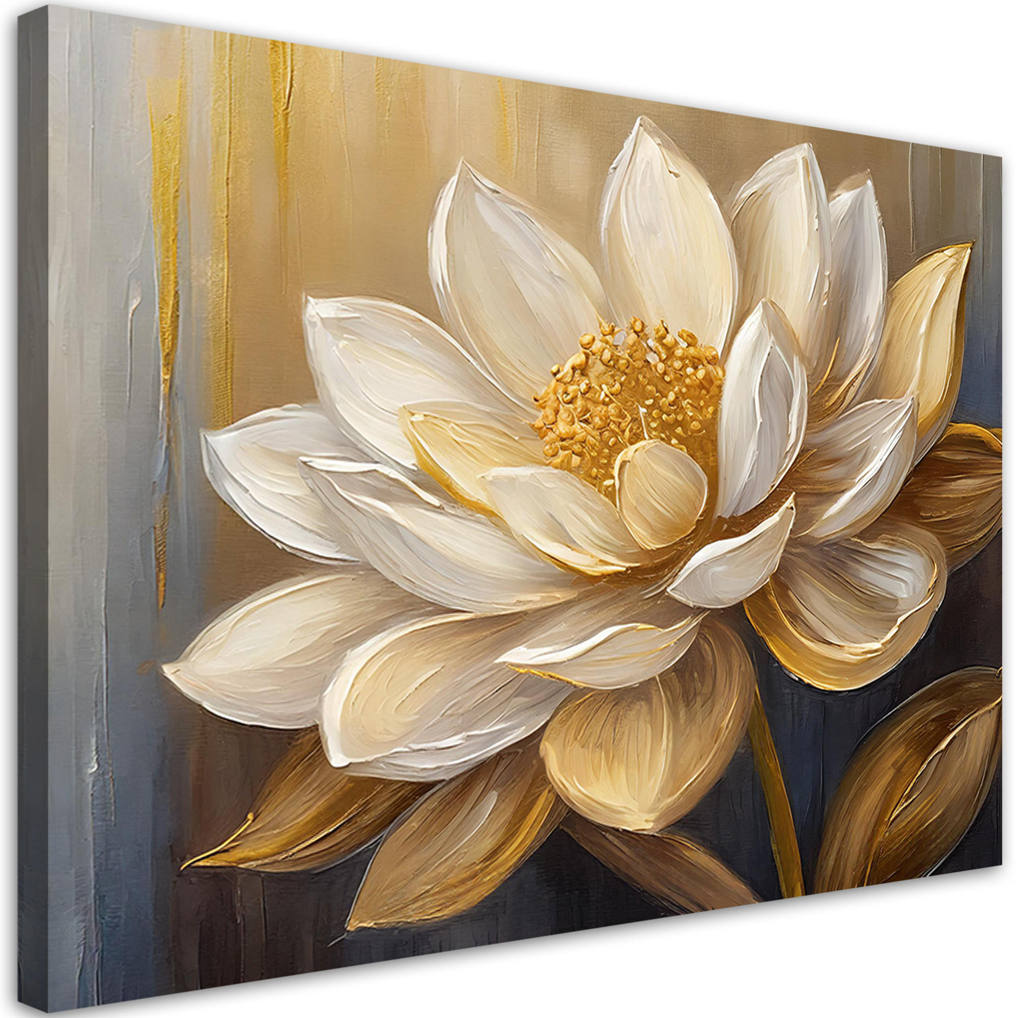 WANDBILD blumen gemalt gold glamour - Beige, Textil (60/40cm) - Feeby