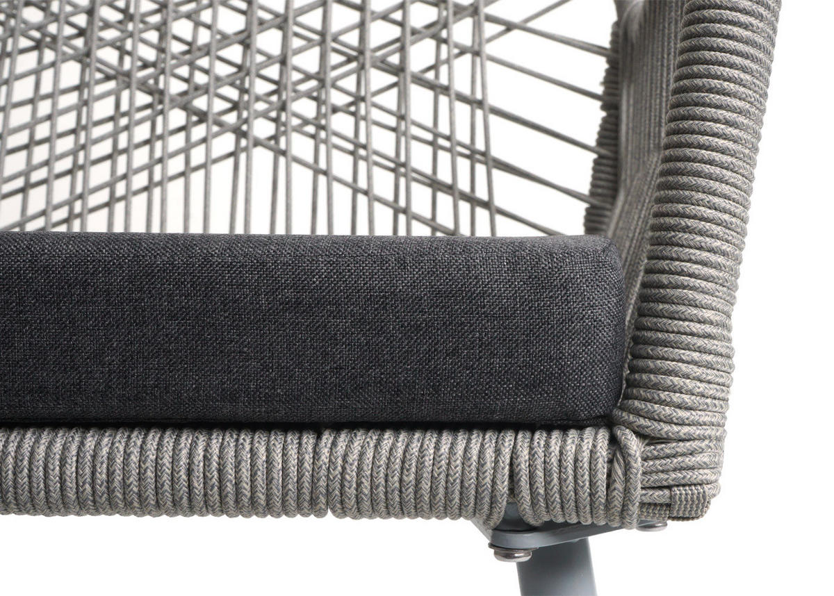 GARTENSTUHL 2er-Set 81x54x62cm Aluminium Seilgeflecht Rope Grau - Dunkelgrau, Metall (54/81/62cm) - PROREGAL