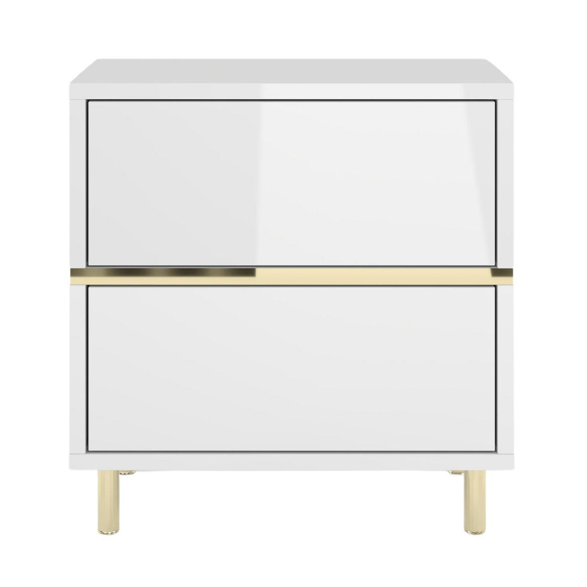 NACHTTISCH Marika, Weiß, Gold, Hochglanz - Goldfarben/Weiß, Holzwerkstoff/Metall (49/50.5/29.5cm) - Dancan