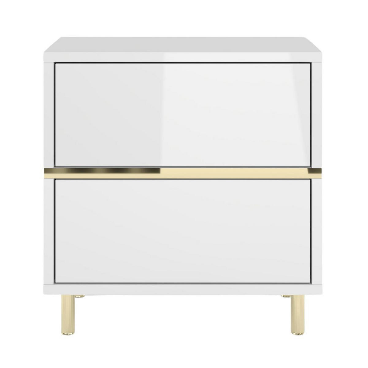 NACHTTISCH Marika, Weiß, Gold, Hochglanz - Goldfarben/Weiß, Holzwerkstoff/Metall (49/50.5/29.5cm) - Dancan