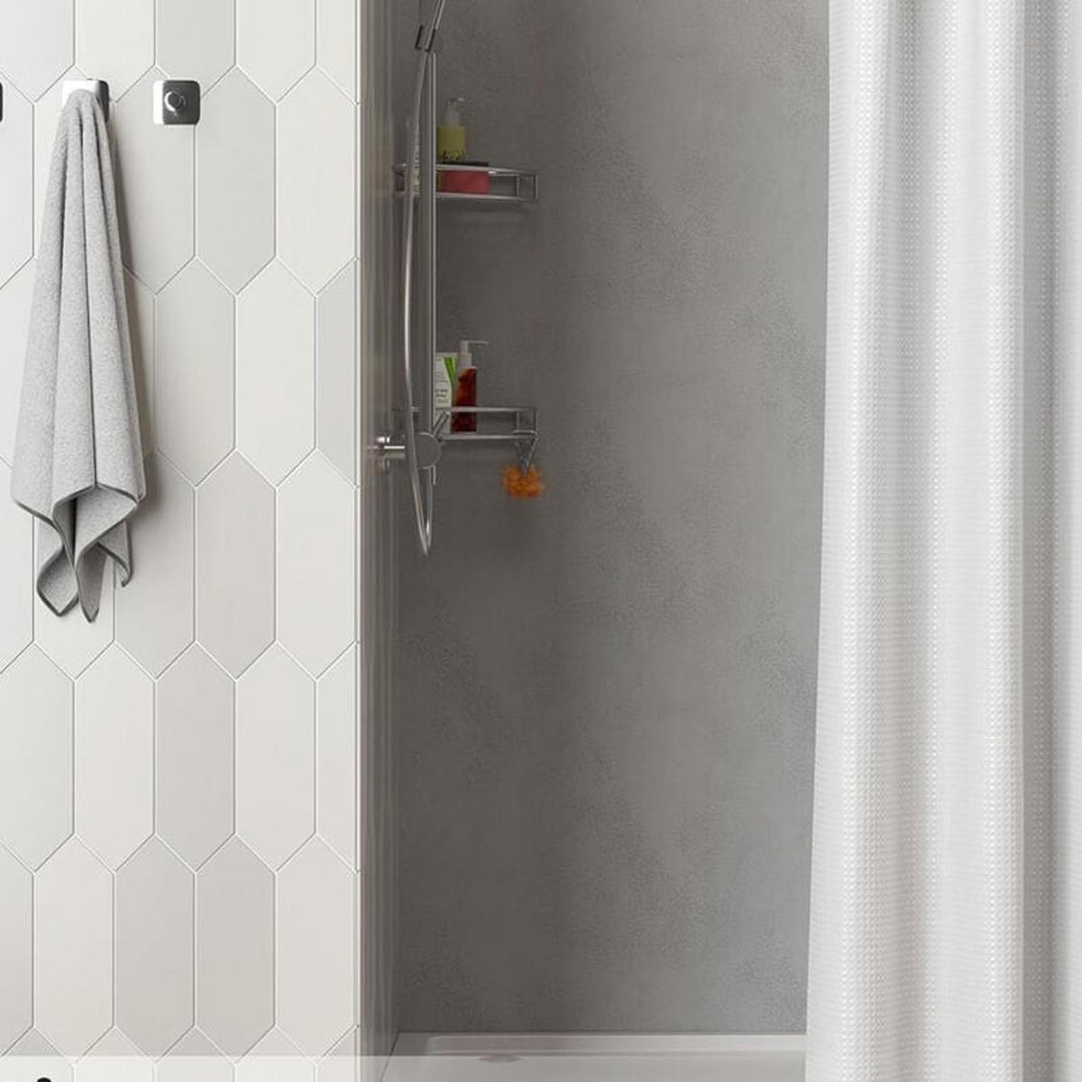 DUSCHVORHANG Weiß Waffelstruktur waschbar wasserdicht schimmelresistent mit Schlaufe - Weiß, Textil (90/180cm) - MCBOSON