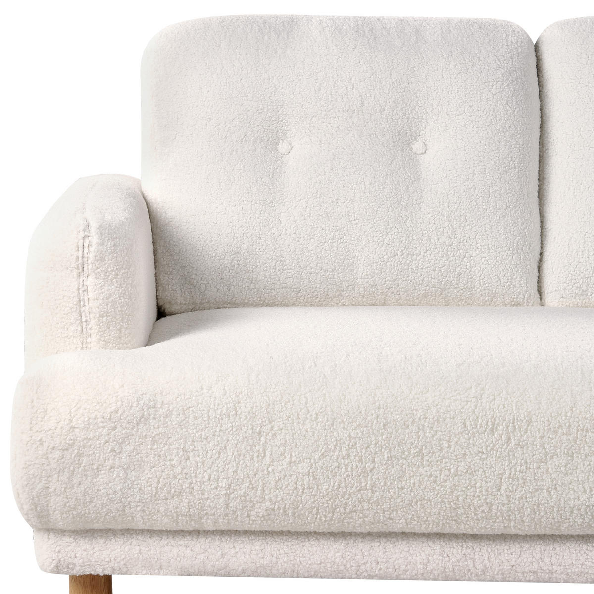 3-SITZER-SOFA Bouclé Weiß Tuve - Hellbraun/Weiß, Textil (199/85/90cm) - Beliani