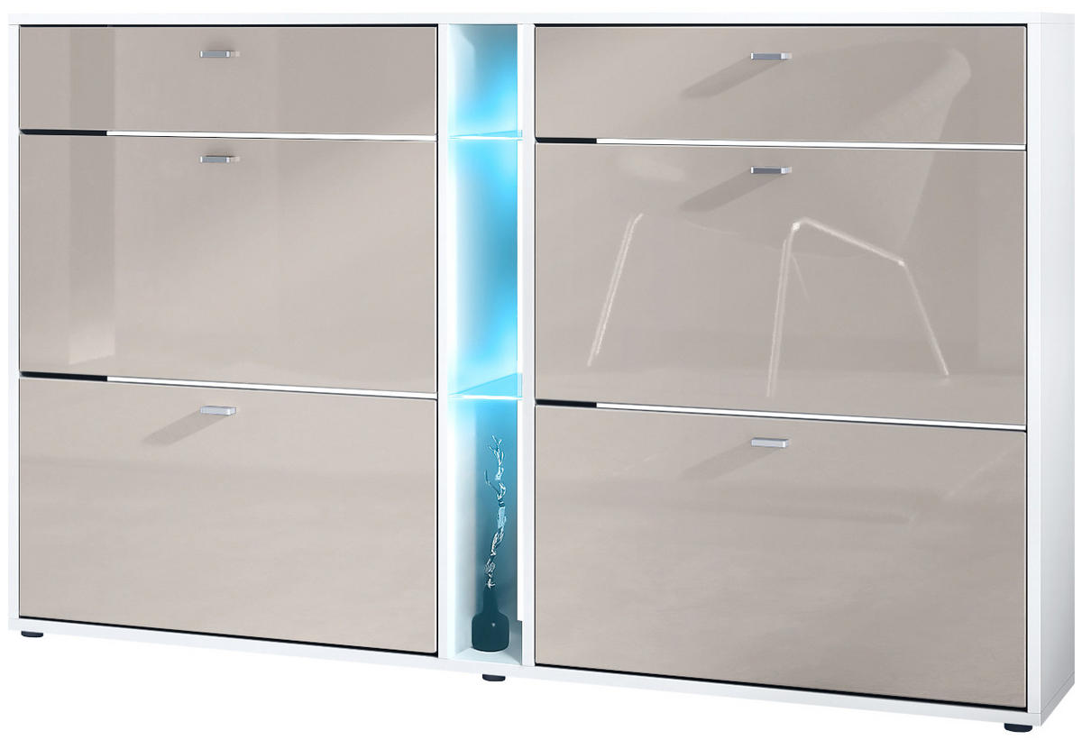 SCHUHSCHRANK Today Fronten in Sandgrau Hochglanz - Sandfarben, Holzwerkstoff (155.5/95/28cm) - Vladon