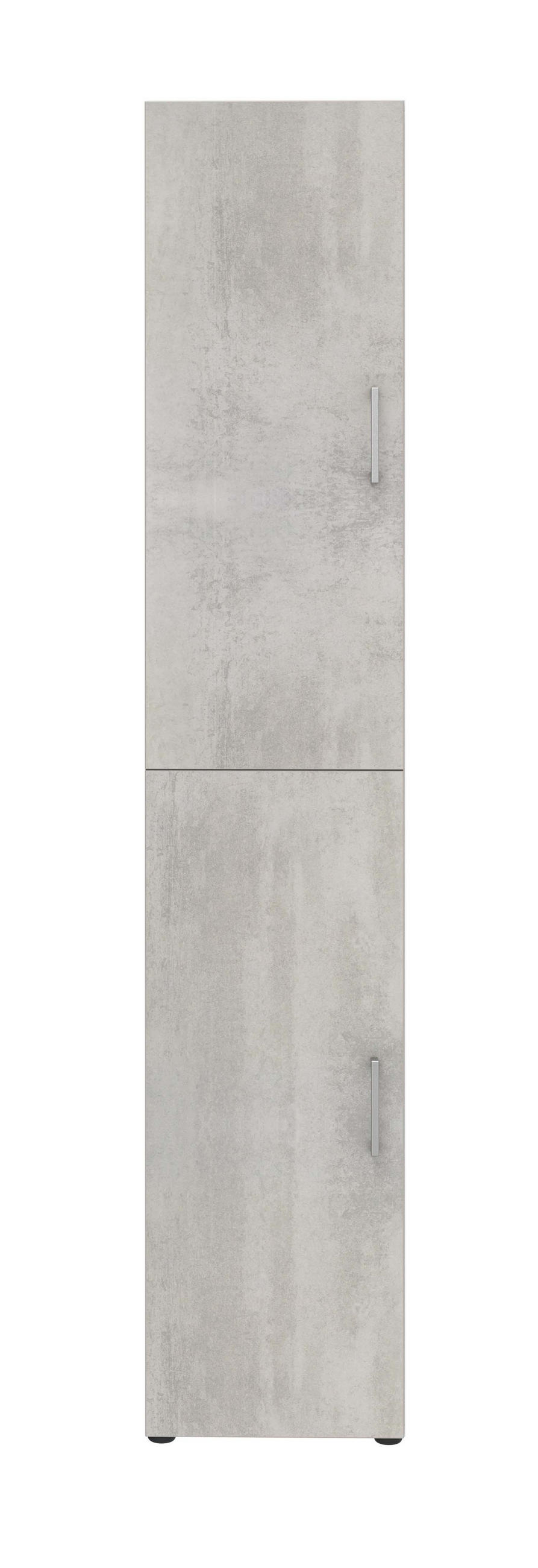 AKTENSCHRANK - zweitürig, 6 Fächer - Weiß/Beton - Grau, Holzwerkstoff (40/212.5/34.4cm) - Röhr