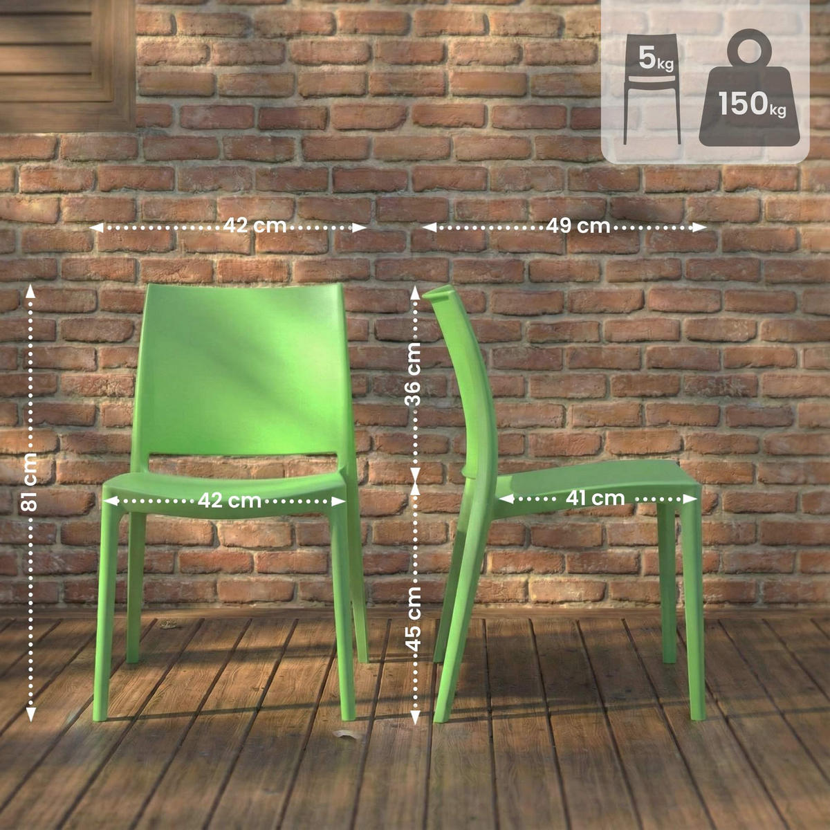 GARTENSTUHL Kunststoff Grün - Grün, Kunststoff (42/81/49cm) - CLP