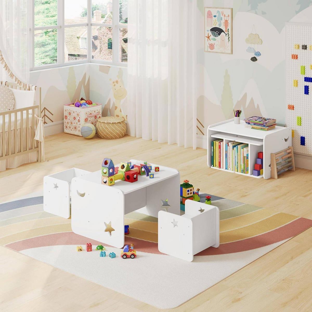 KINDERSITZGRUPPE für Zuhause Kindergarten, Weiß - Weiß, Holzwerkstoff (65.5/53/42cm) - Woltu