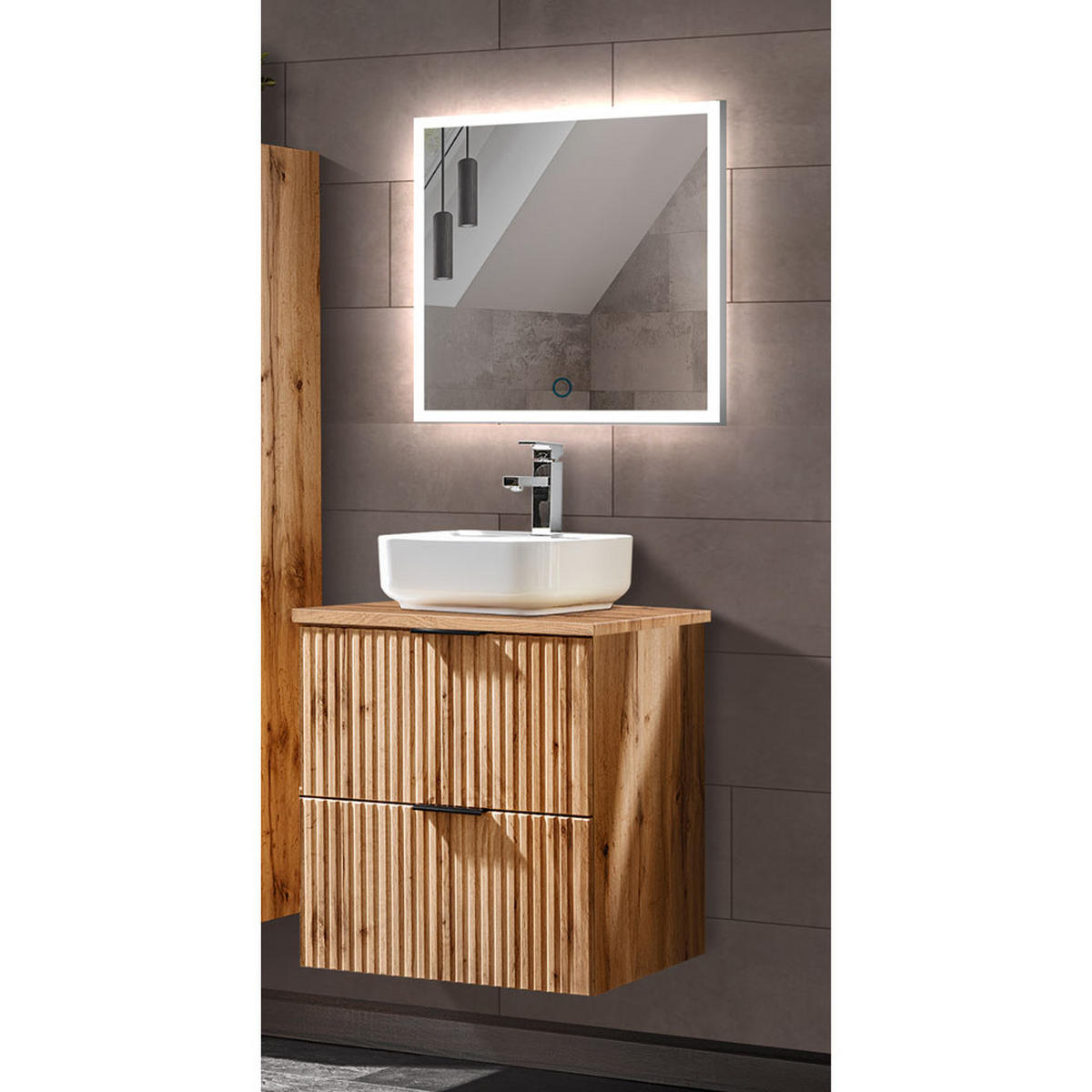 BADMÖBEL-SET 2-TLG. Adelaide-56 - Braun, Holzwerkstoff (61/200/47cm) - Lomado