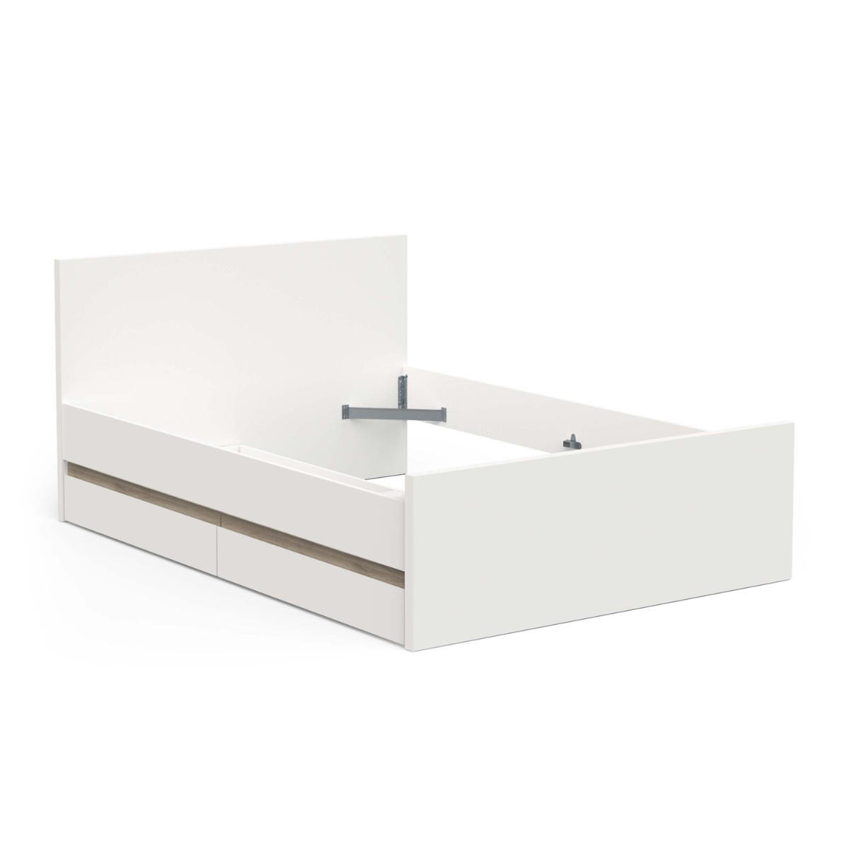 ENSEMBLE Bett Clyde 160x200 cm mit 2 Schubladen 165/207,4/90 cm - Eschefarben, Holzwerkstoff (200/160cm) - Calicosy