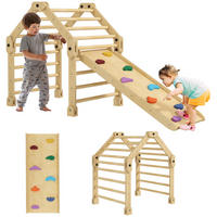 KLETTERGERÜST 3-in-1 DE-09804 faltbar mit Leiter und Rutsche Holz - Multicolor, Holz (70/59/175cm) - ComfortXL