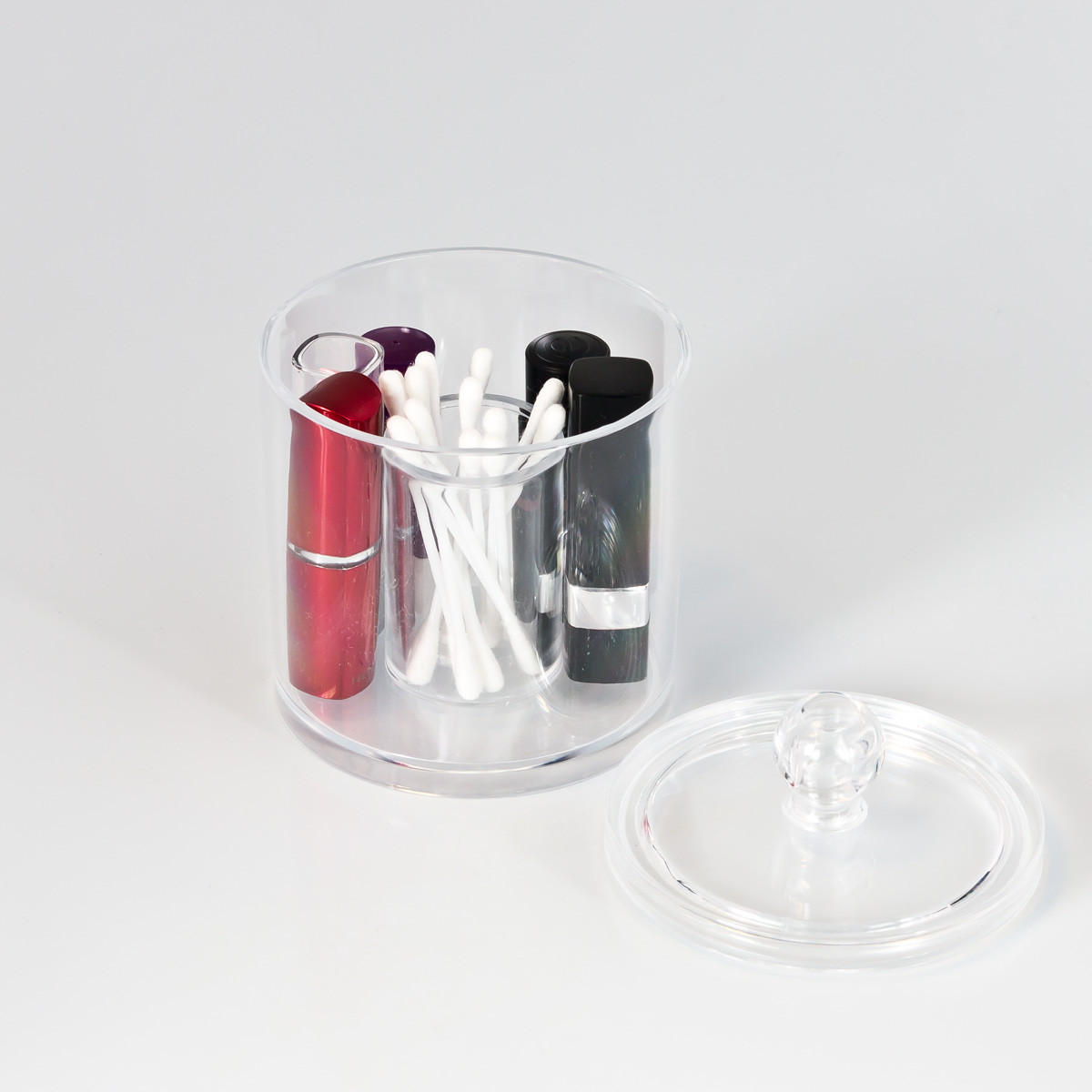 WATTESTÄBCHEN Behälter mit Deckel, rund - Transparent, Kunststoff (10/12.5/10cm) - bremermann