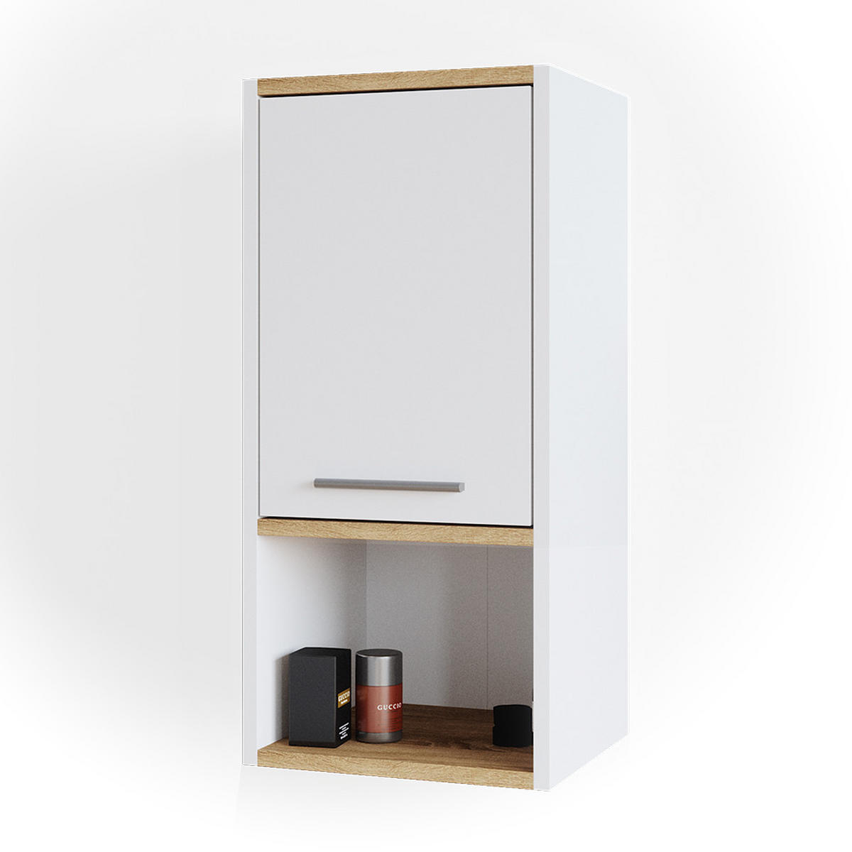 BADSCHRANK Elvio Weiß 32 x 68 cm - Weiß, Holzwerkstoff (32/68/28.1cm) - Vicco