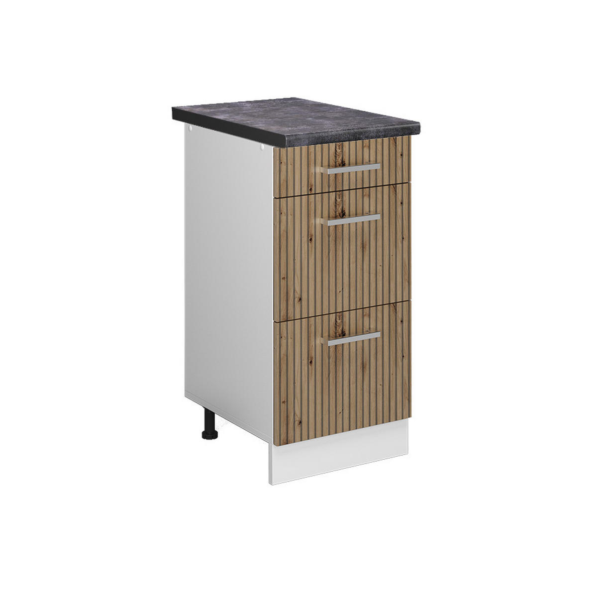 KÜCHENUNTERSCHRANK R-Line Artisan-Eiche 40 cm mit Schubladen AP Anthrazit - Weiß/Eiche Artisan, Holzwerkstoff (40/81.6/60cm) - Vicco