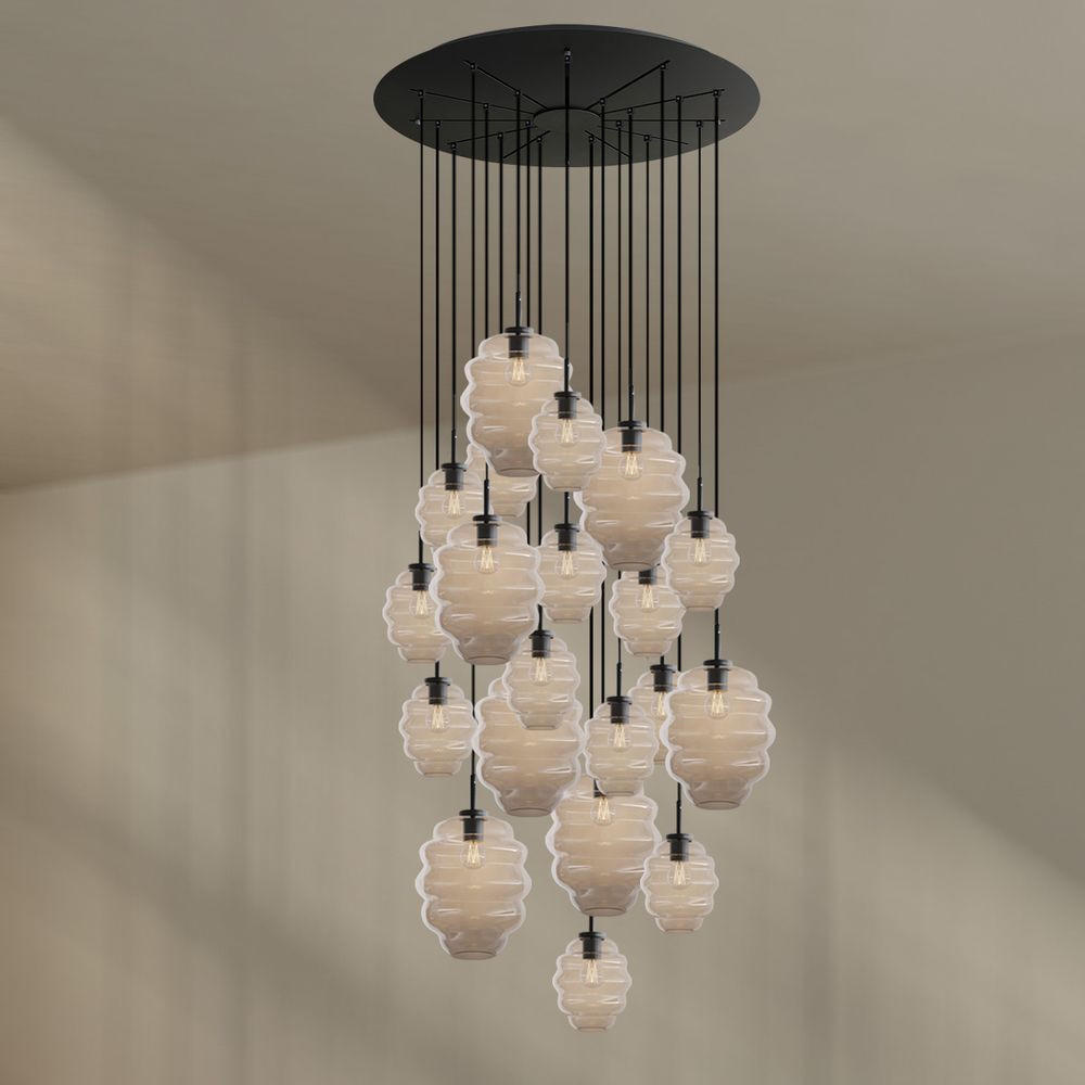 GALERIELEUCHTE Echos 20-flammig Klar Ø 18/25cm - Klar/Schwarz, Glas (18/18/20cm) - s.luce