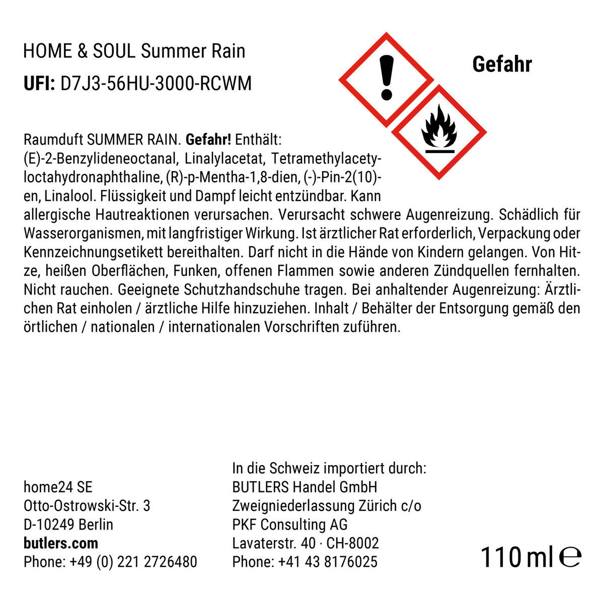 RAUMDUFT Home & Soul Summerrain - Transparent, Glas/Naturmaterialien (5/19/5cm) - Butlers