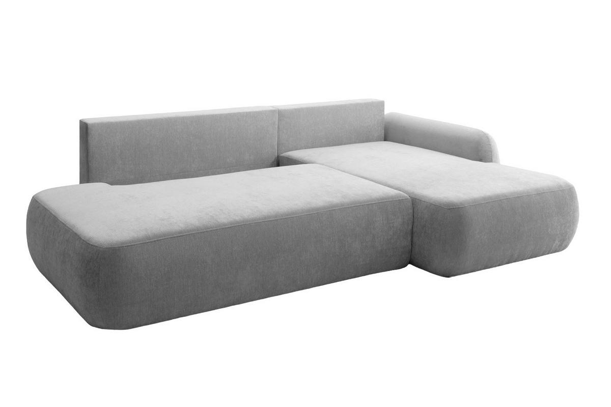 ECKSOFA Mit Schlaffunktion Und Bettkasten, Velvet-Stoff Vena, Grau, Rechts, HELA I - Grau, Holz (302/184cm) - Kaiser Möbel