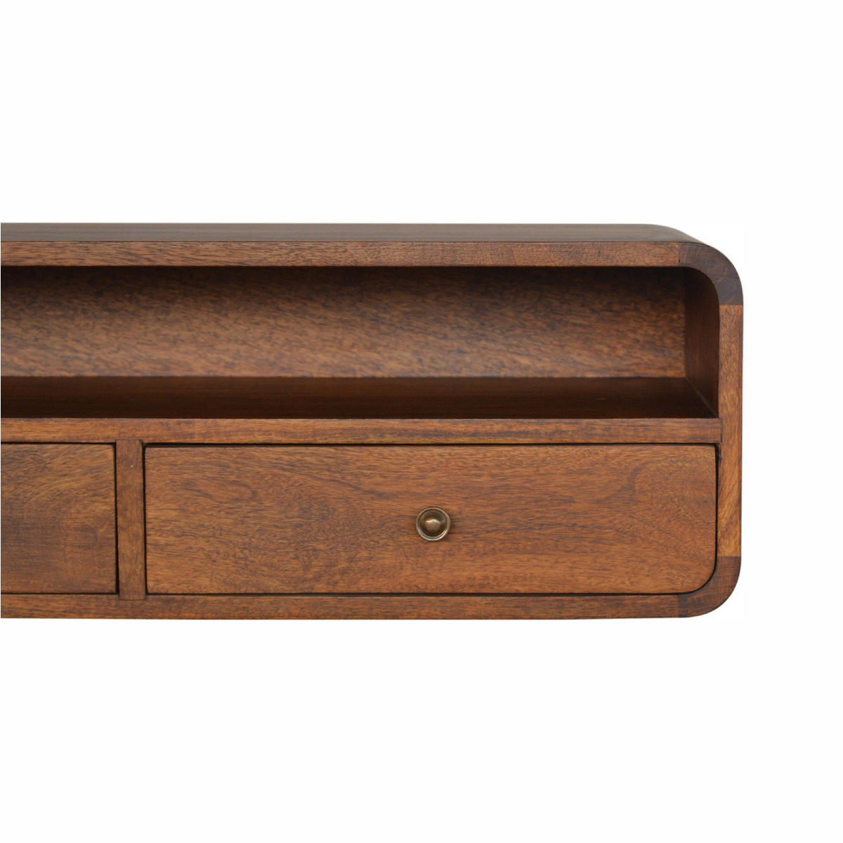 WANDKONSOLE mit 2 Schubladen - Messingfarben/Braun, Holz/Metall (80/25/32cm) - Artisan Furniture