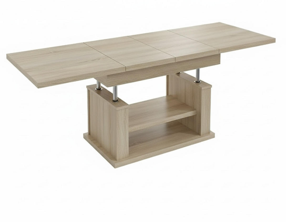 COUCHTISCH rechteckig Sonoma Eiche ausziehbar höhenverstellbar - Sonoma Eiche, Holzwerkstoff (70/120/60cm) - designimpex