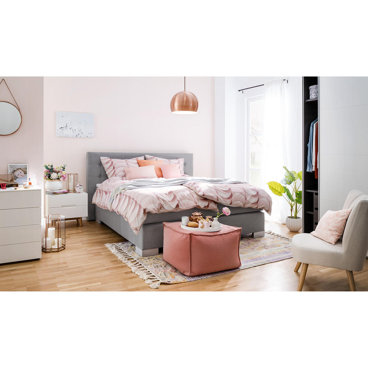 NACHTSCHRANK - Eichefarben/Weiß, Holzwerkstoff (55/50/40cm) - home24