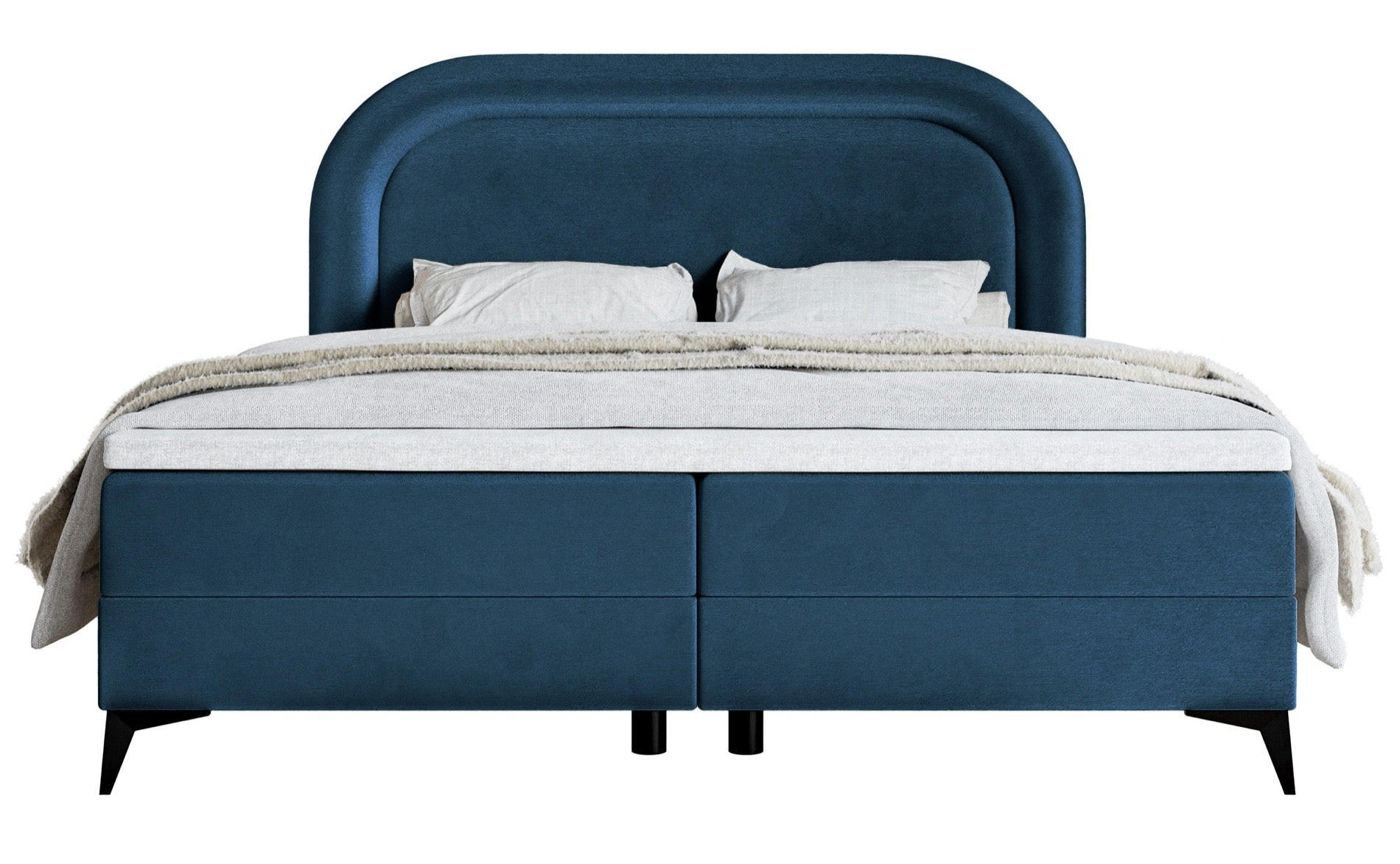 BOXBETT LOREO Dunkelblau Samt wasserfest 160x200 cm - Schwarz/Dunkelblau, Holz/Textil (160/200cm) - Selsey