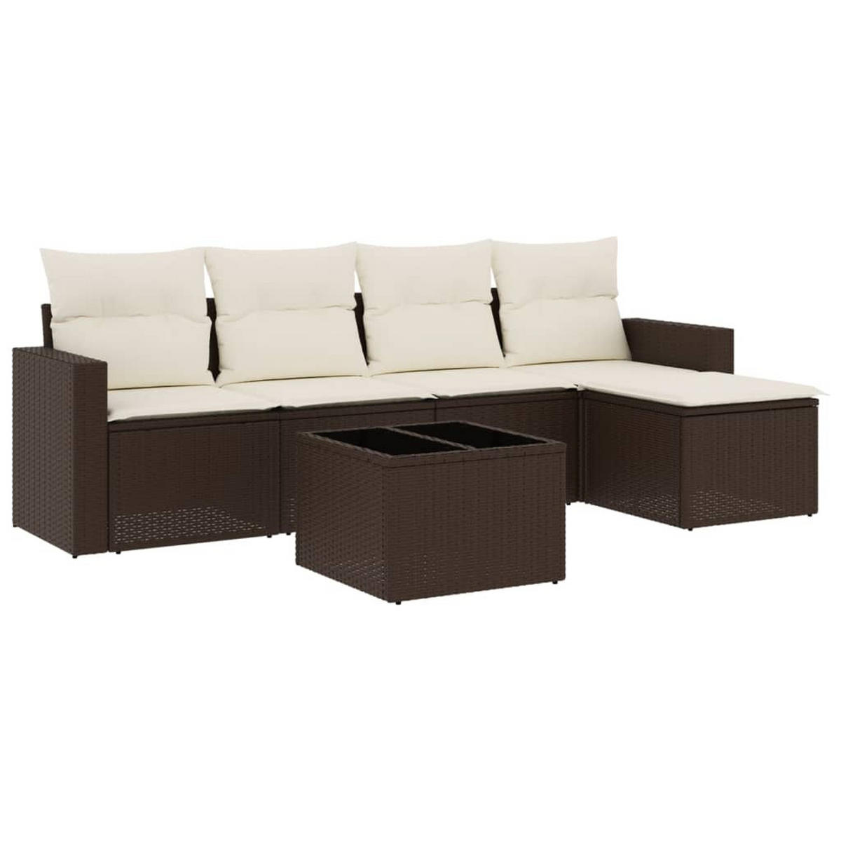 GARTEN-SOFAGARNITUR 6-TLG. Mit Kissen Braun Poly Rattan - Braun, Kunststoff - vidaXL