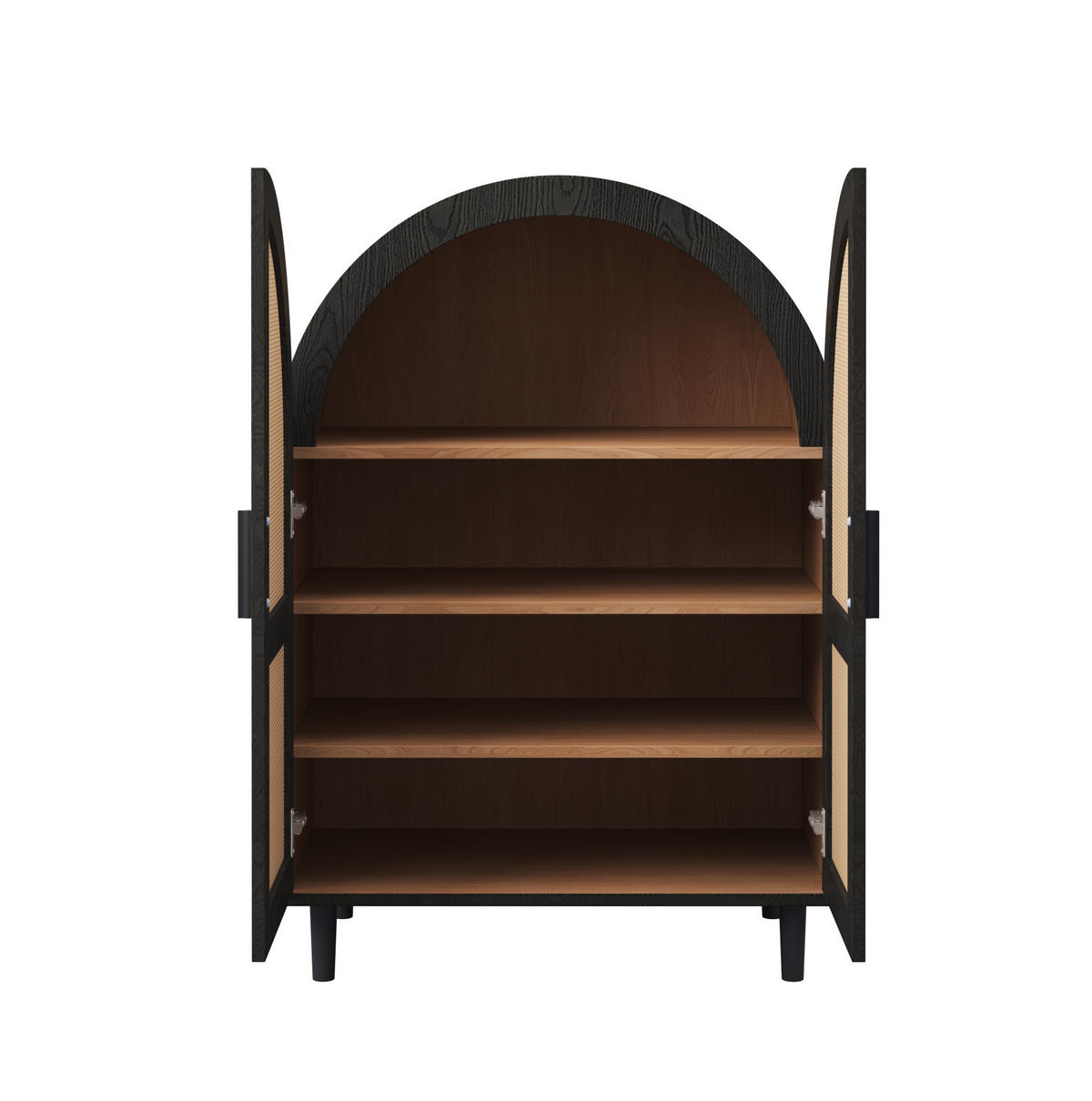 SCHUHSCHRANK 70/40/100 cm in Natur/Schwarz mit Rattantüren und verstellbaren Einlegeböden - Naturfarben, Holzwerkstoff (70/40/100cm) - Flora Grace