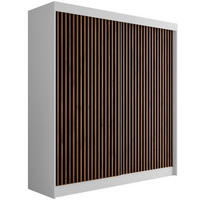 KLEIDERSCHRANK mit Lamel-Schiebetüren VILANv2 - 200 cm Weiß + Lamelle Eiche Wotan - Eiche Wotan/Weiß, Holzwerkstoff (200/215/61cm) - ALTDECOR