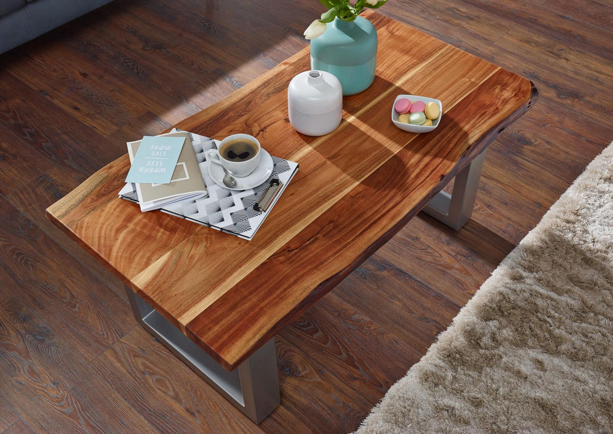 COUCHTISCH Akazie 110x60x45 walnuss lackiert FREEFORM 2 #11 - Dunkelbraun, Holz (110/60/45cm) - Massivmoebel24