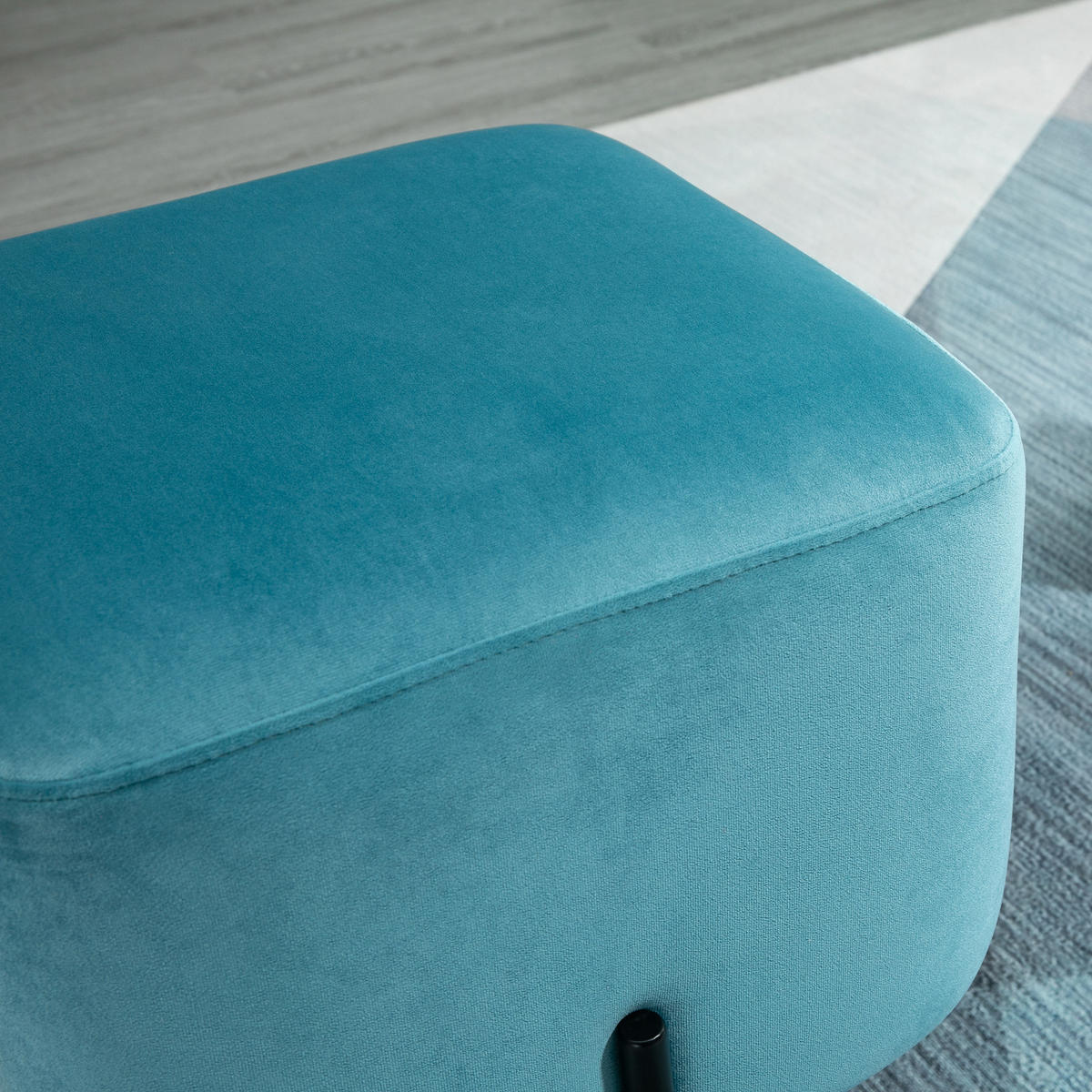 FUSSHOCKER Fußstütze für Wohnzimmer gepolstert Polyester Stahl Türkis - Türkis, Kunststoff (44.5/41.5/44.5cm) - HOMCOM