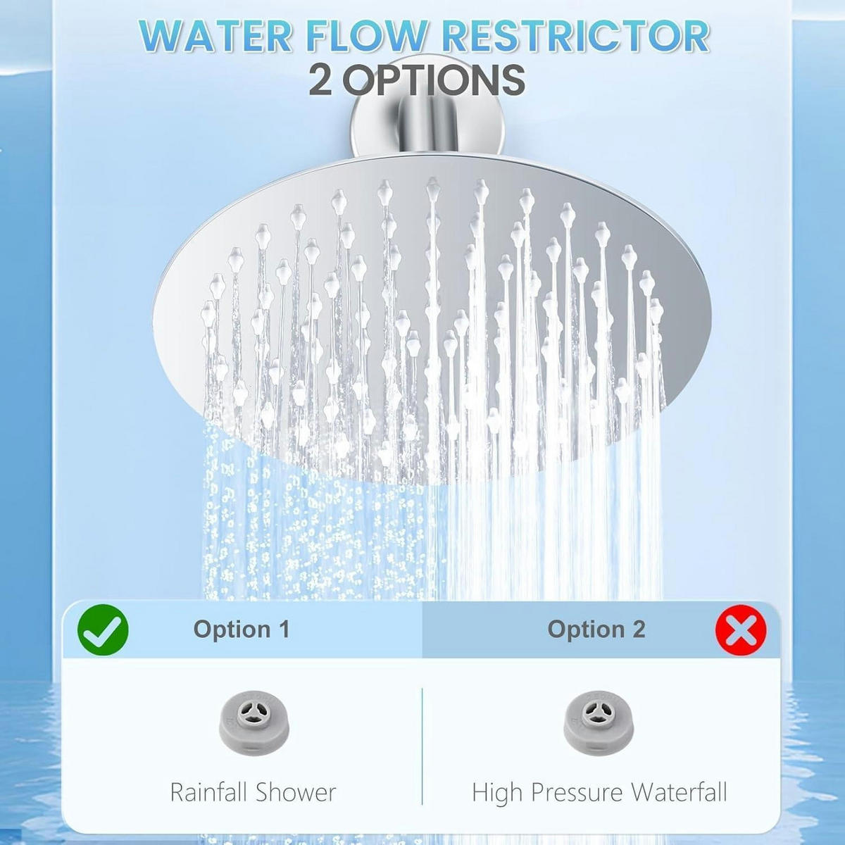 REGENDUSCHE 20 cm Chrom Edelstahl 304 Wassersparend Anti-Verstopfungs-Düsen - Silberfarben, Metall (20.3/12.7/20.3cm)