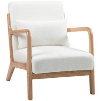 ARMLEHNSTUHL DE-13222 3 Kissen & tiefe Sitzfläche Creme - Creme, Holz (78/76/61cm) - ComfortXL