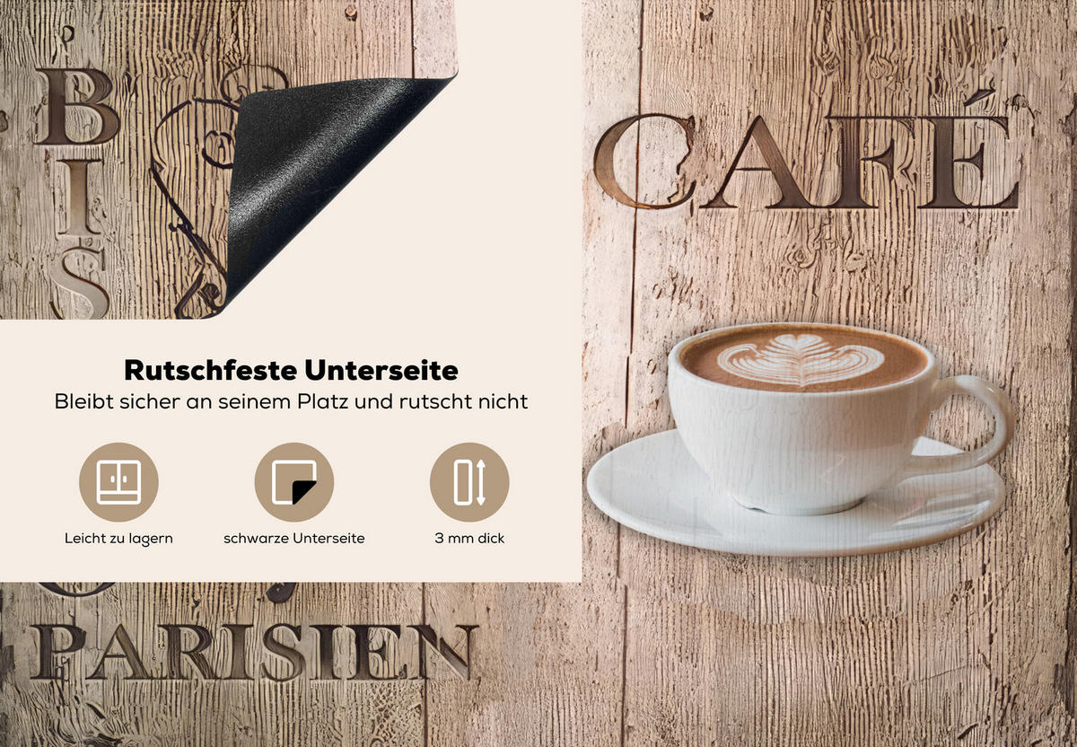 HERDABDECKPLATTE Bistro Parisien - Café - Kaffee - Jahrgang 75x52 cm - Cappuccino, Kunststoff (75/0.2/52cm) - MuchoWow