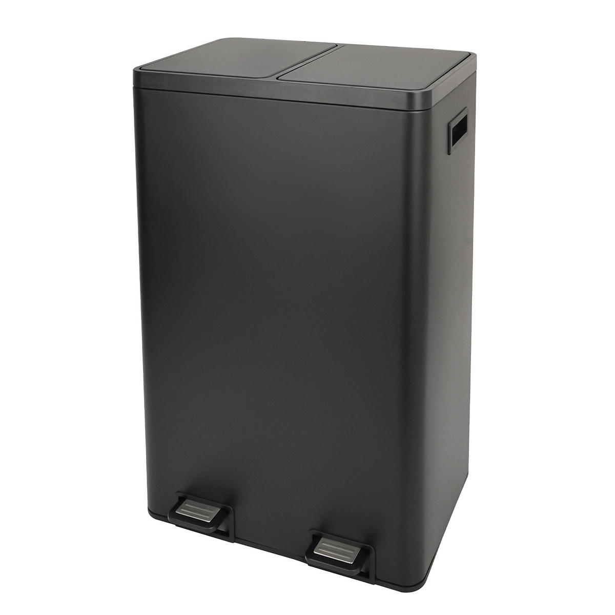 MÜLLTRENNSYSTEM TMH2X30 2x30L 2 Fächer Mülleimer Pulverbeschichteter Stahl Schwarz - Schwarz, Metall (47/72/32cm) - SVITA