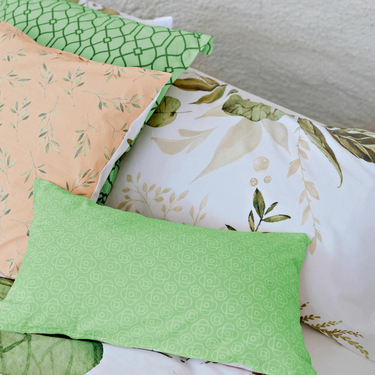 KISSENBEZUG herbal 50x75 cm (x2) mehrfarbig - Multicolor, Textil (50/75cm) - Happy Friday