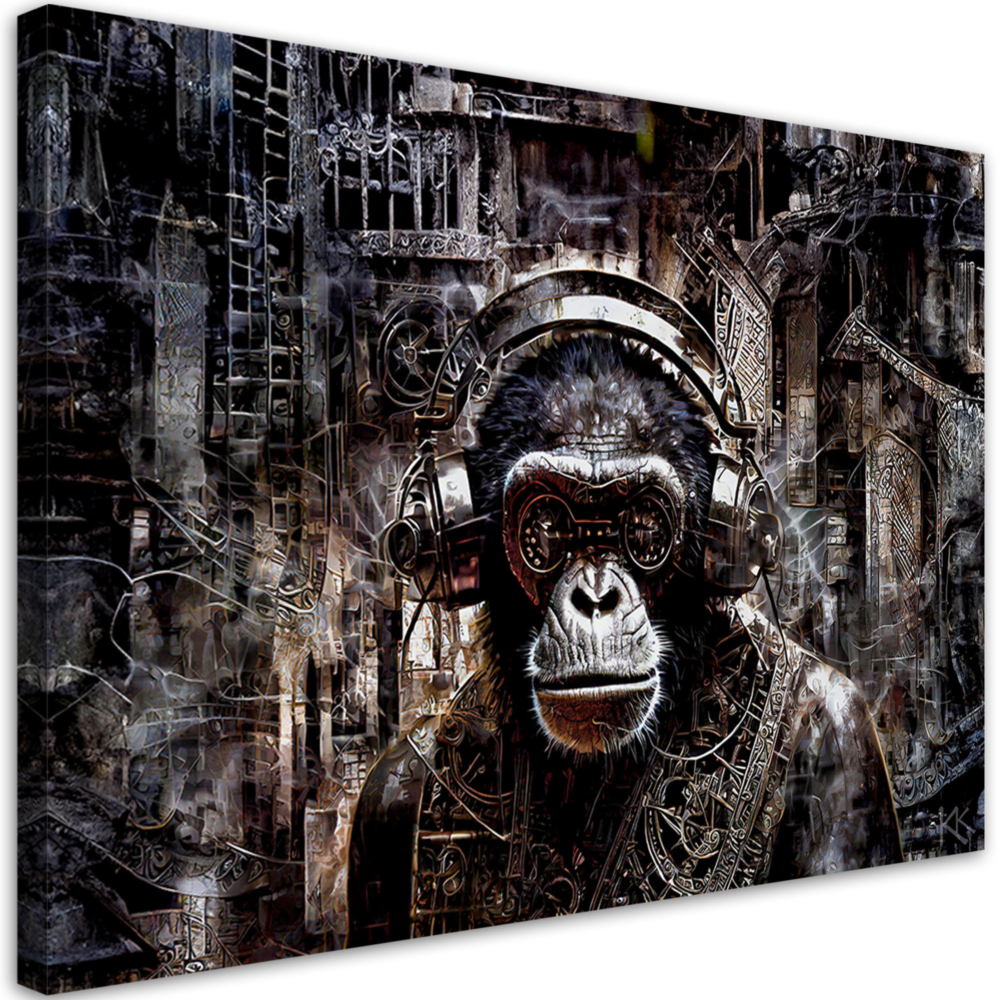 LEINWANDBILD Moderner Affe Abstraktion 100x70cm - Grau, Textil (100/70cm) - Feeby