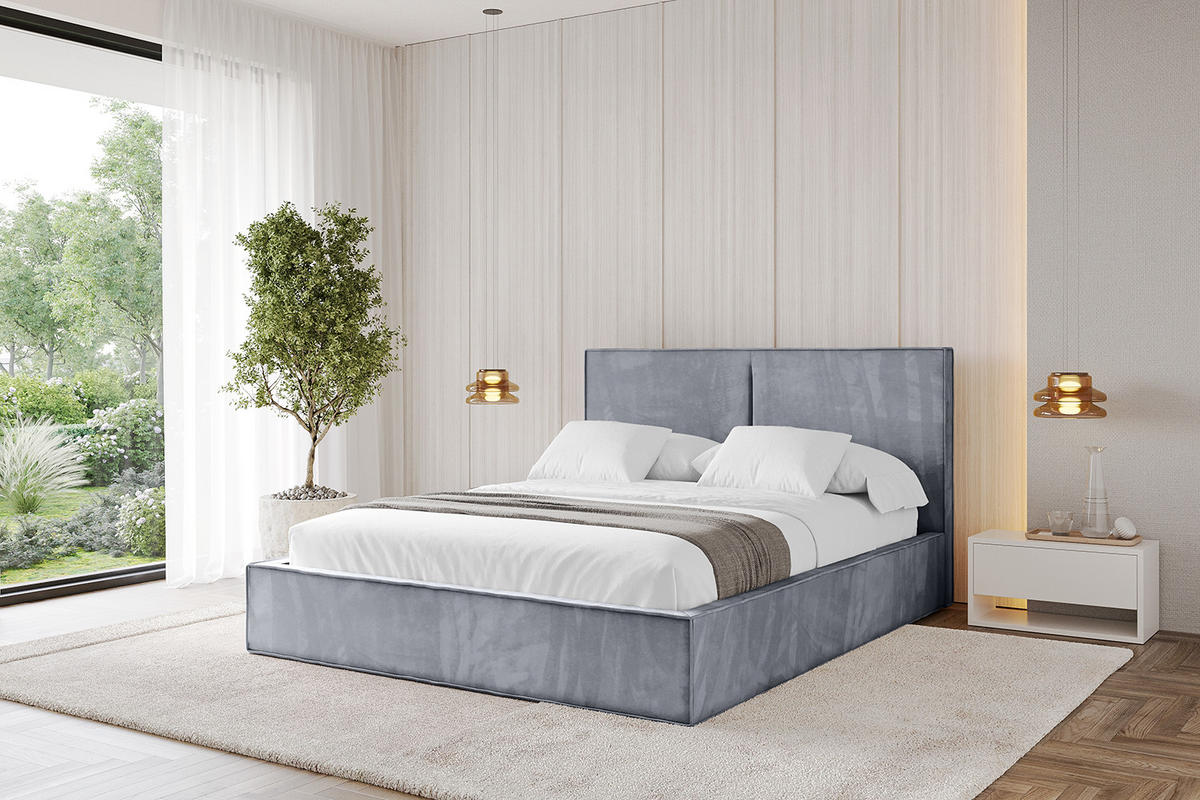 POLSTERBETT mit Bettkasten und Lattenrost, Boxbett ohne Matratze - TIVON 180x200 Grau - Grau, Holzwerkstoff/Textil (180/200cm) - ALTDECOR