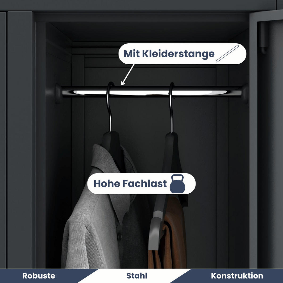 UMKLEIDESCHRANK Spind BERLIN 10 Abteile 172x136x45cm Anthrazit - Anthrazit, Metall (136/172/45cm) - DELUKE