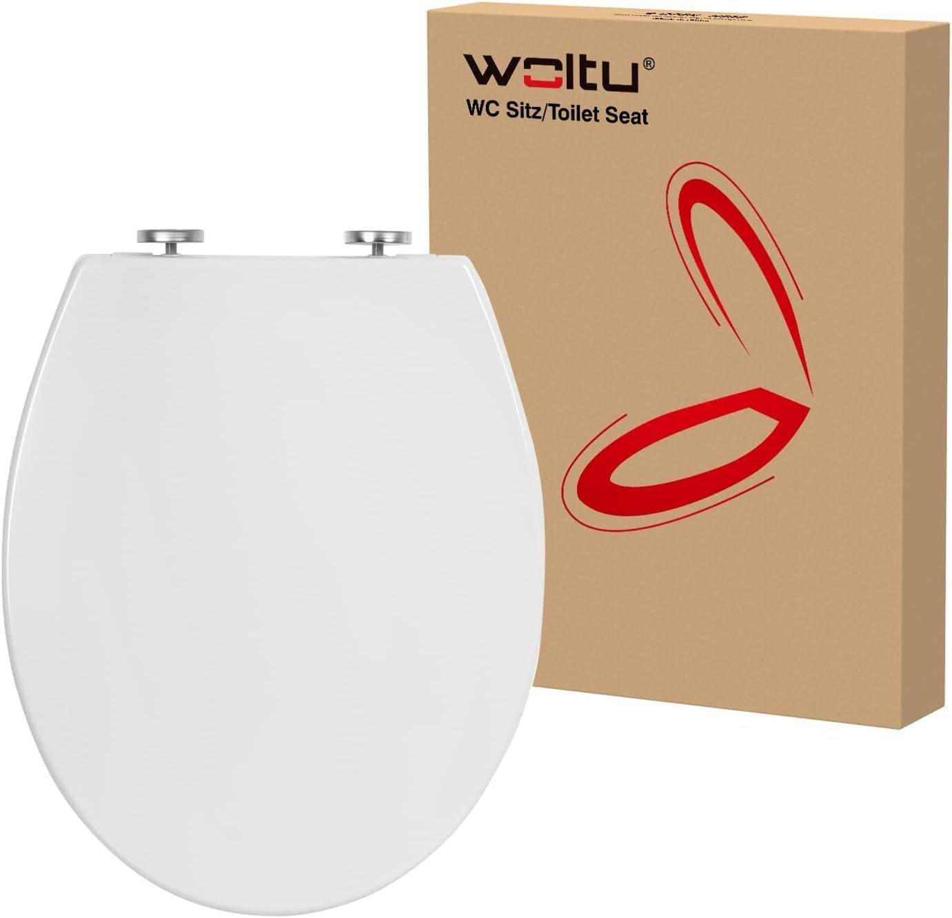 WC SITZ mit Absenkautomatik,Fast Fix Toilettensitz,Weiß Oval - Weiß, Kunststoff (37/6.6/45cm) - Woltu