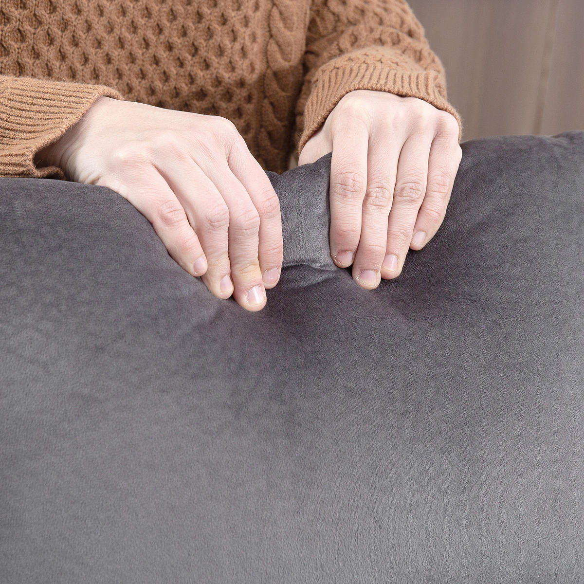 MASSAGESESSEL DE-06310 mit Aufstehhilfe, Wärme- & Massagefunktion Dunkelgrau - Dunkelgrau, Textil/Metall (90/110/93cm) - ComfortXL
