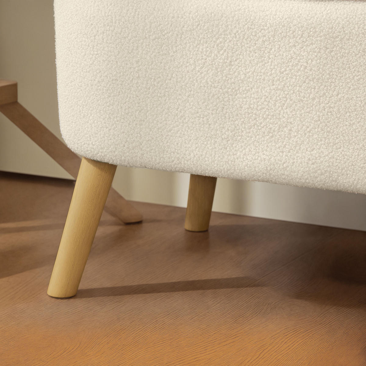 AUFBEWAHRUNGSBANK DE-07224 mit Teddy-Fleece und 65 L Stauraum Beige - Beige, Holz/Textil (42/45/120cm) - ComfortXL