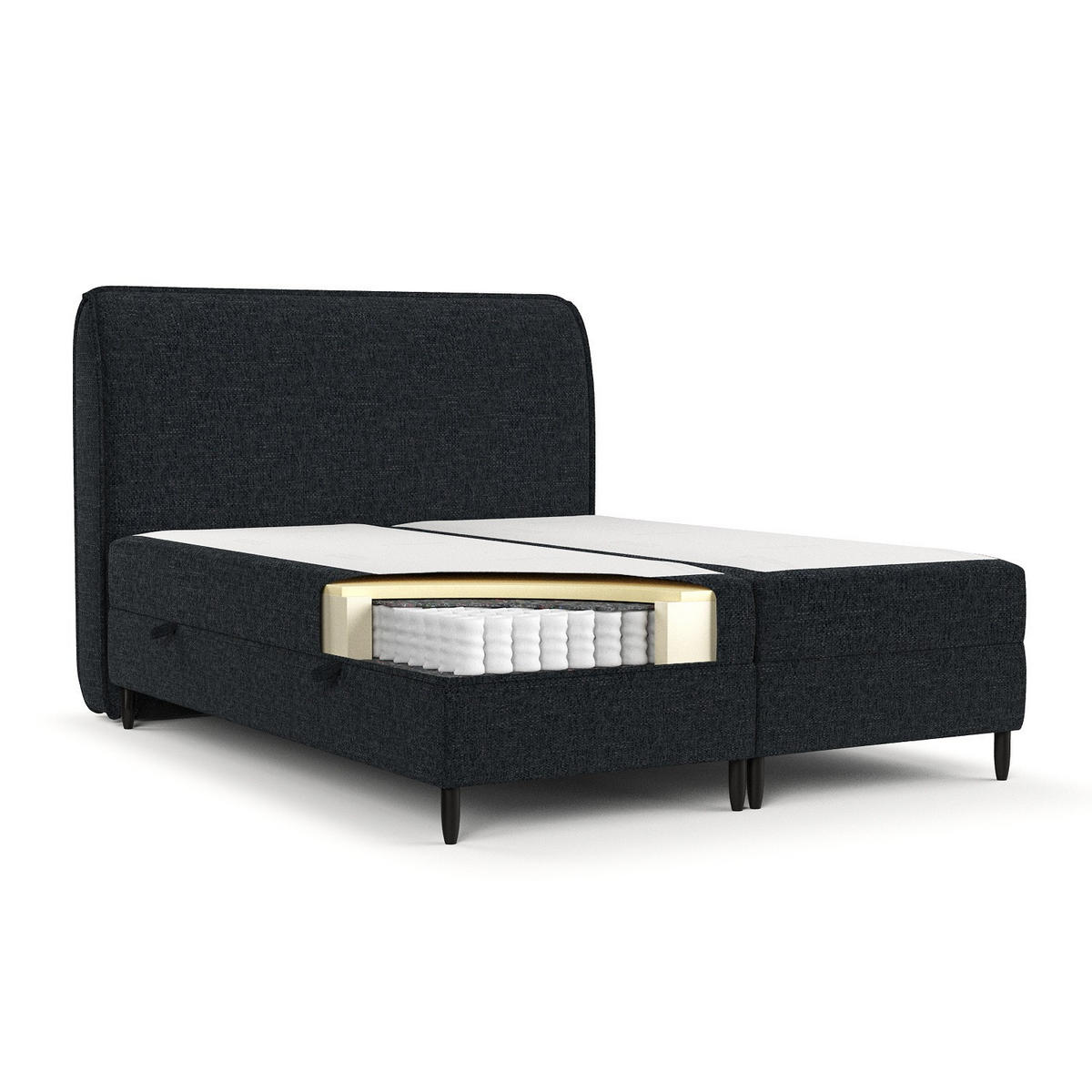 BOXBETT Lunaro 200/200 cm Anthrazit im Modesto Stoff - Anthrazit/Schwarz, Holz/Holzwerkstoff (200/200cm) - AltaBeds
