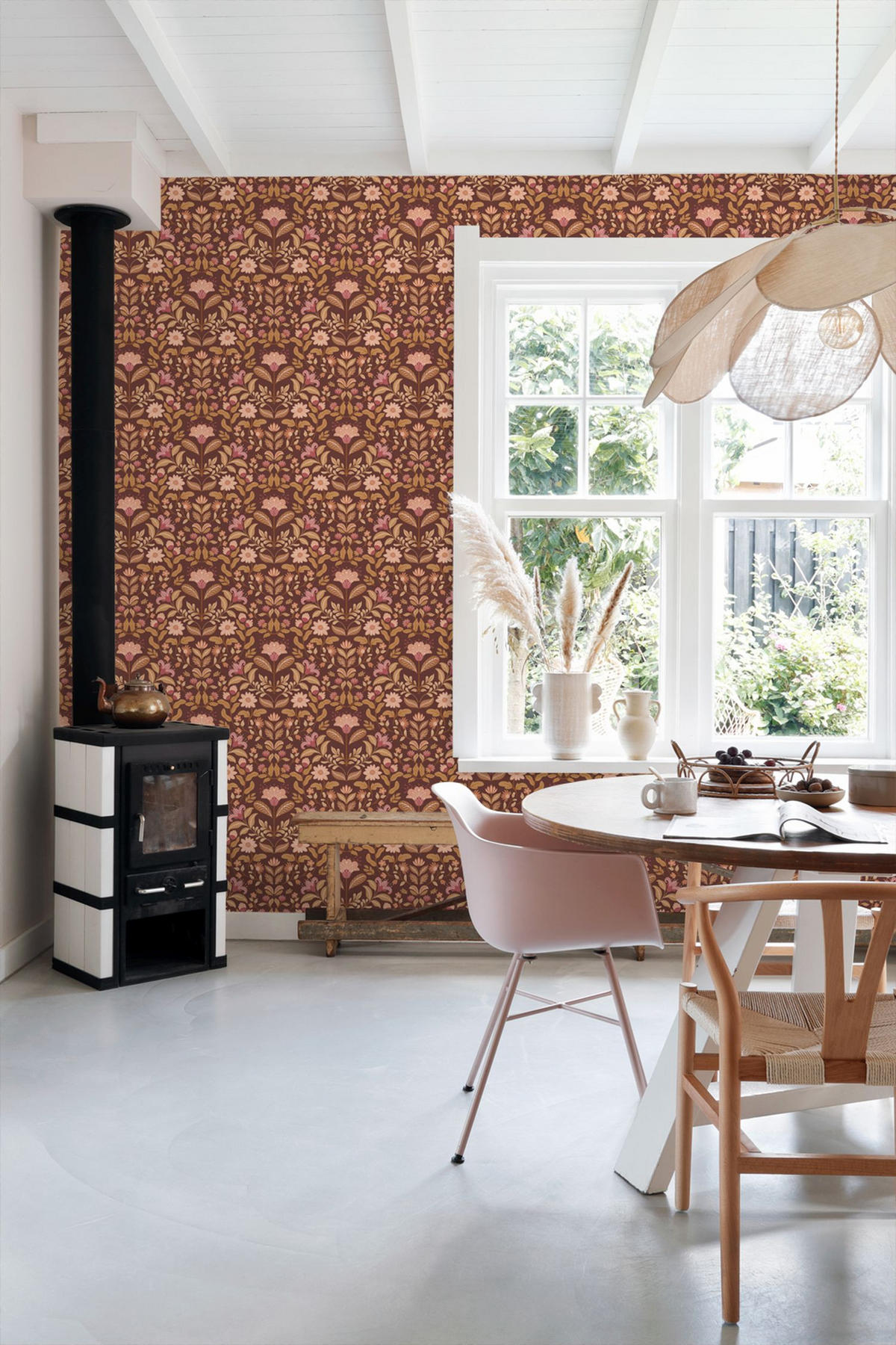 TAPETE Blumenmuster 50 x 900 cm - Braun, Papier (50/900cm) - ESTAhome