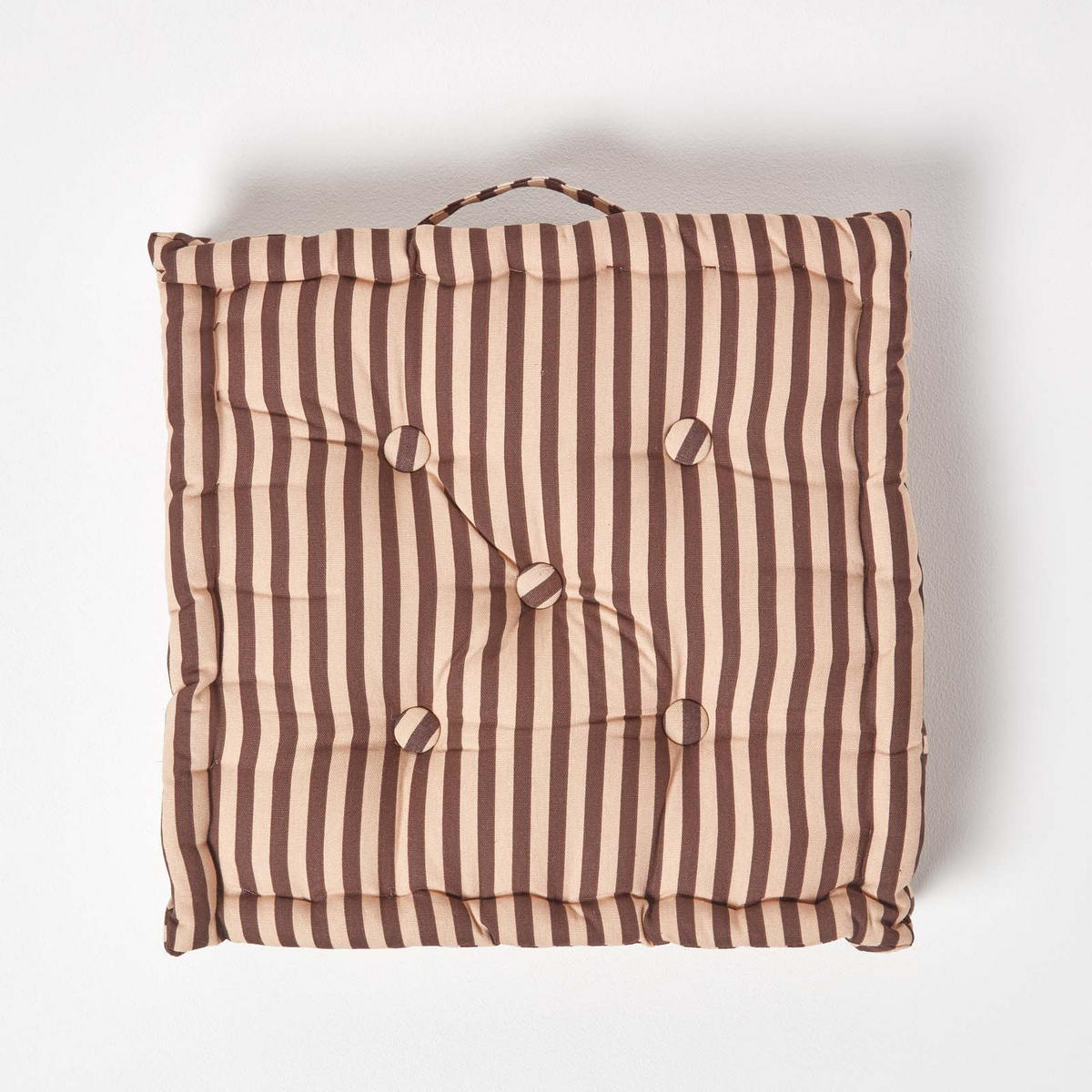 SITZKISSEN braun-beige gestreift 50/50/10 cm - Braun, Textil (50/50/10cm) - Homescapes