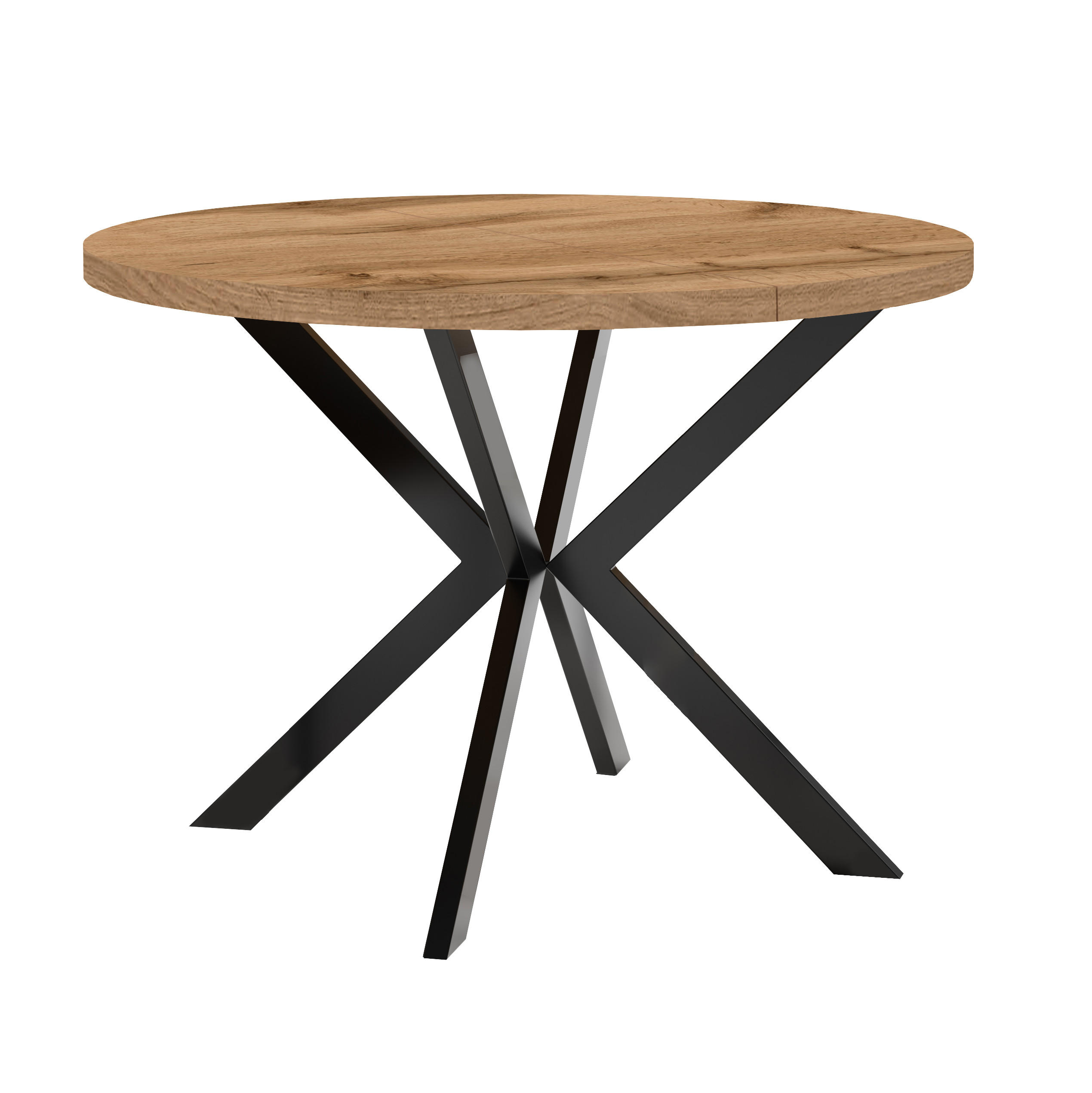ESSTISCH ENDIK, Durchmesser: 100 / 200 cm, Farbe: Eiche Wotan / Schwarz - Eiche Wotan/Schwarz, Holz (200/100/77cm) - Dekori_Interiors