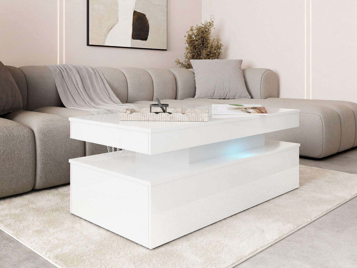 COUCHTISCH 120 Glossa 01 - Weiß, Holzwerkstoff/Kunststoff (55/120/50cm) - MIRJAN24