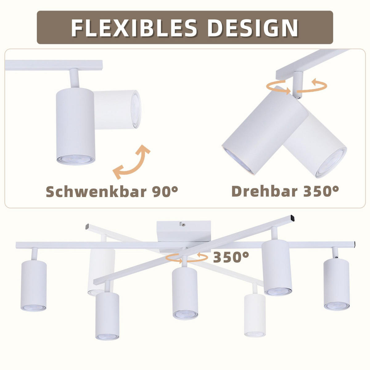 STRAHLER Berlinchen 5-flammig 77.5/57.5/21 cm - Weiß, Metall (77.5/57.5/21cm) - Nettlife